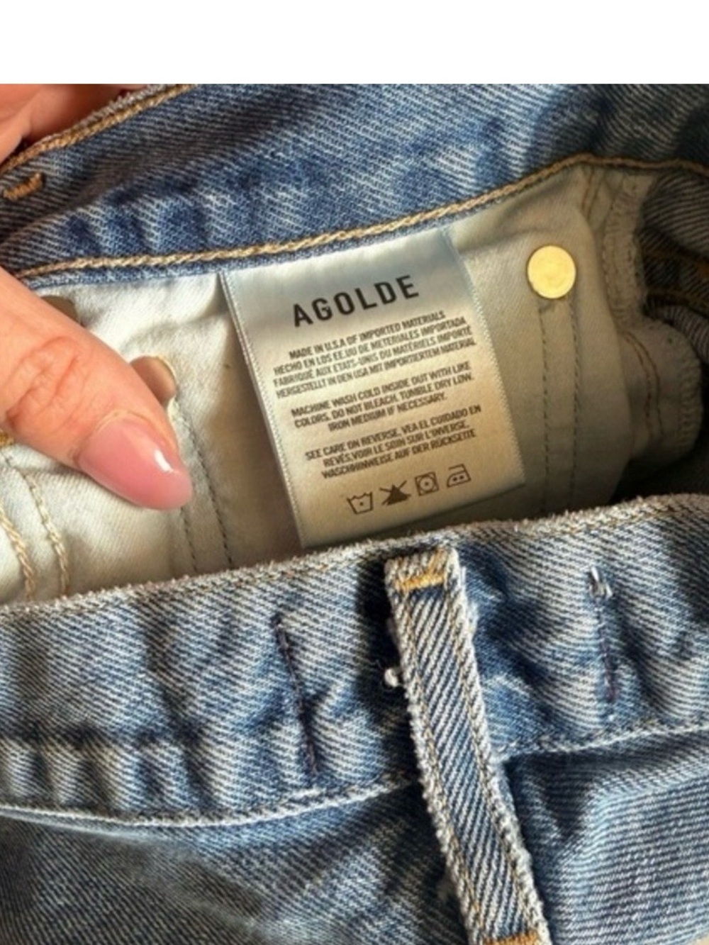 Agolde Straight Leg Distressed Denim Mid Rise - Picture 6 of 7